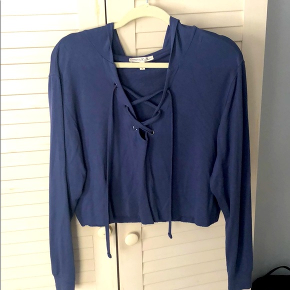 Express Lace Up Crop Sweater - Picture 3 of 3